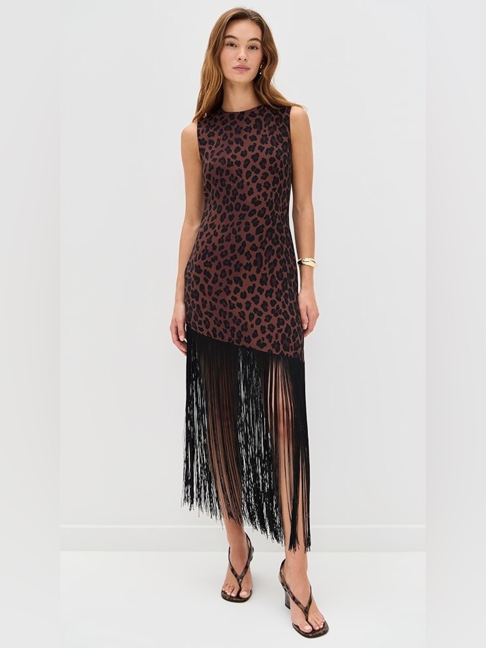 SIMONMILLER Crepe Casablanca Fringe Midi Dress, NWT